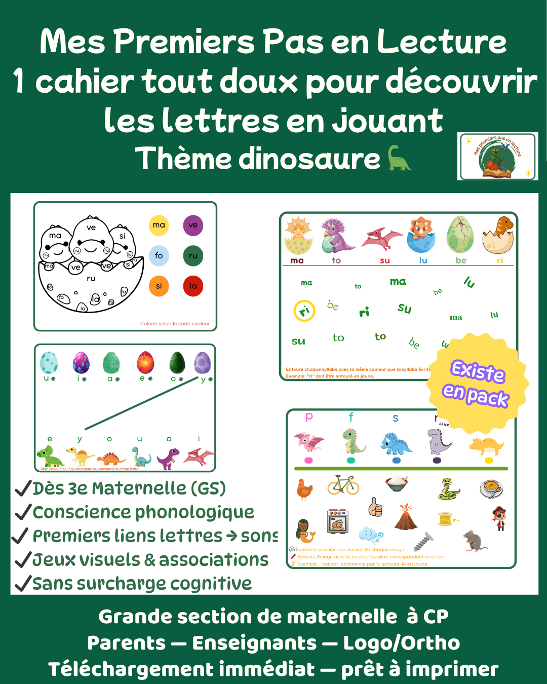 Mes premiers pas en lecture - thème dinosaure