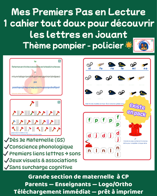 Mes premiers pas en lecture - thème pompiers / policiers