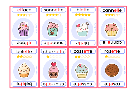 Bataille d’Étoiles – Son è (e + doubles consonnes) – Jeu de 50 cartes